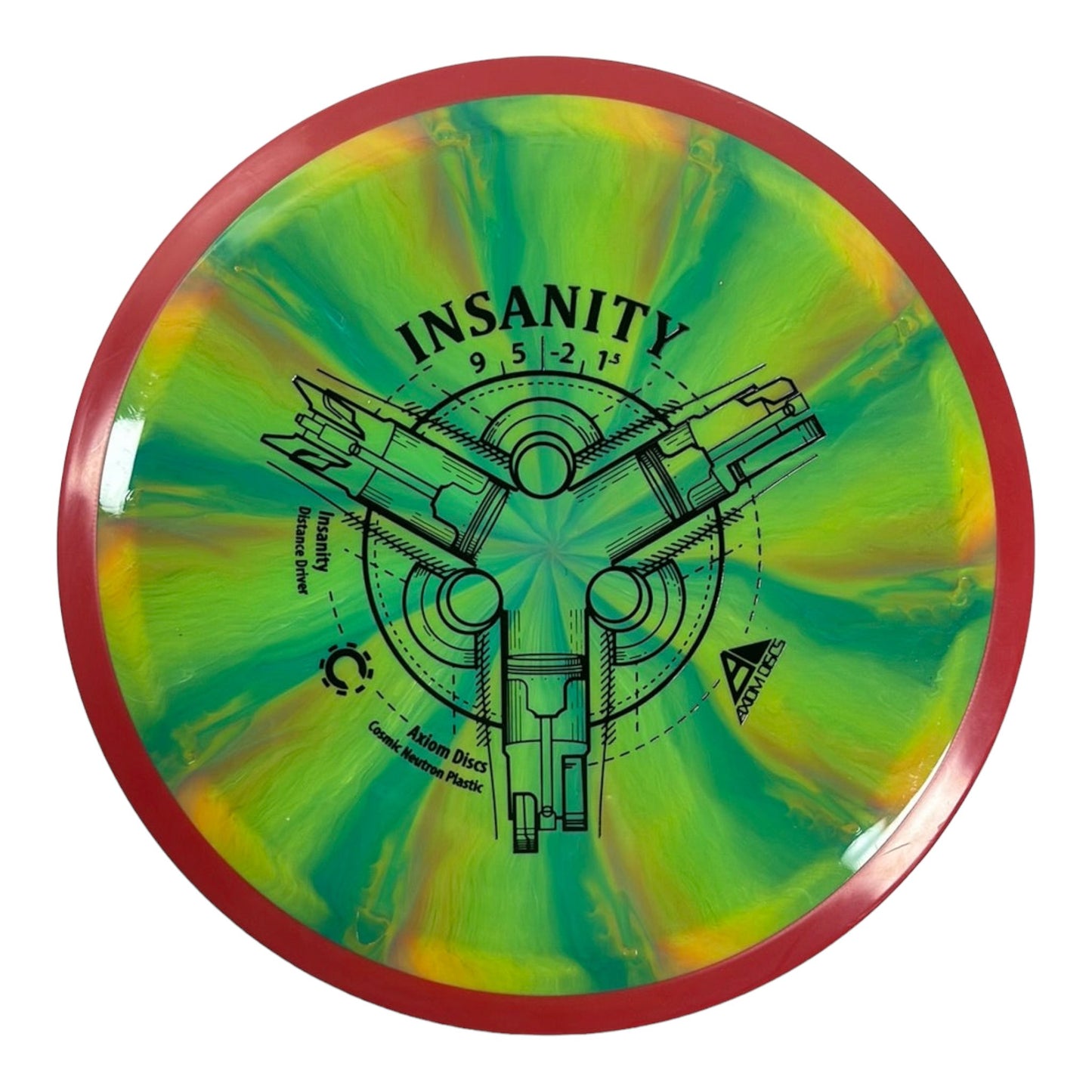 Axiom Discs Insanity | Cosmic Neutron | Green/Red 173g Disc Golf