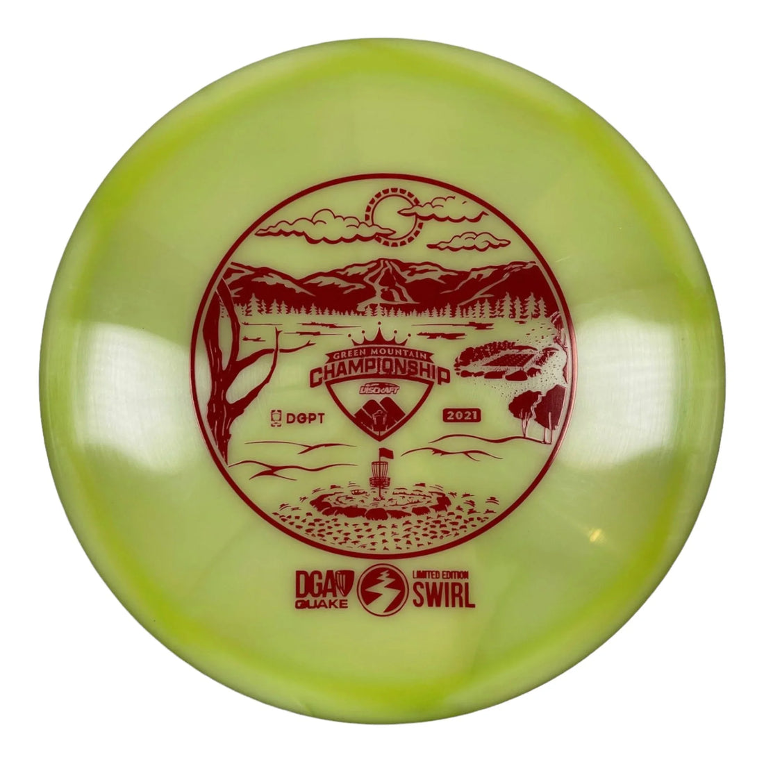Disc Golf Association Quake | Swirl | Lime/Red 177g Disc Golf