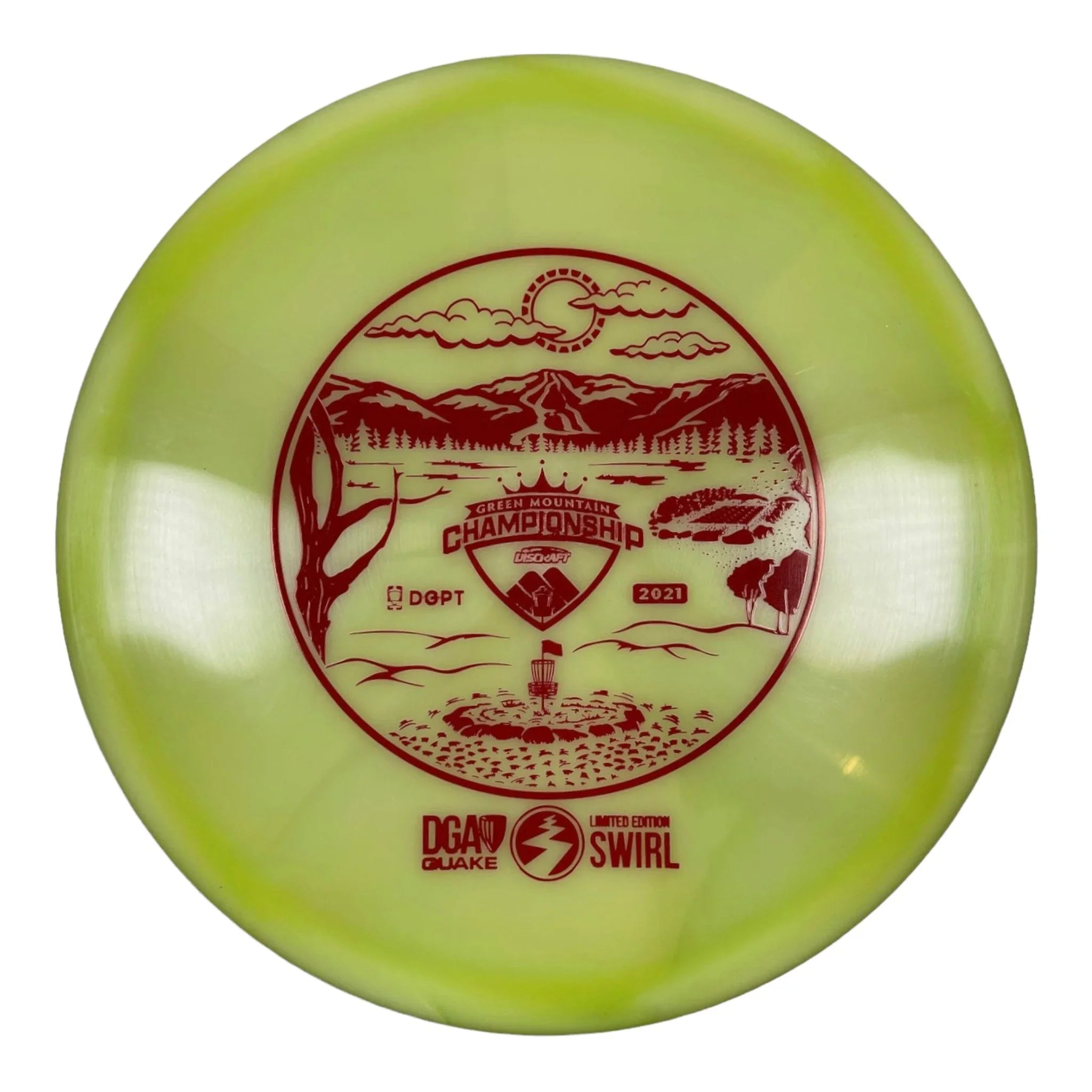 Disc Golf Association Quake | Swirl | Lime/Red 177g Disc Golf