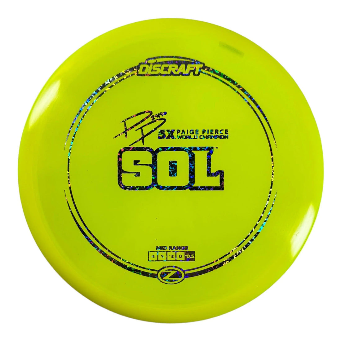 Discraft Sol | Z Line | Yellow/Holo 173g (Paige Pierce) Disc Golf