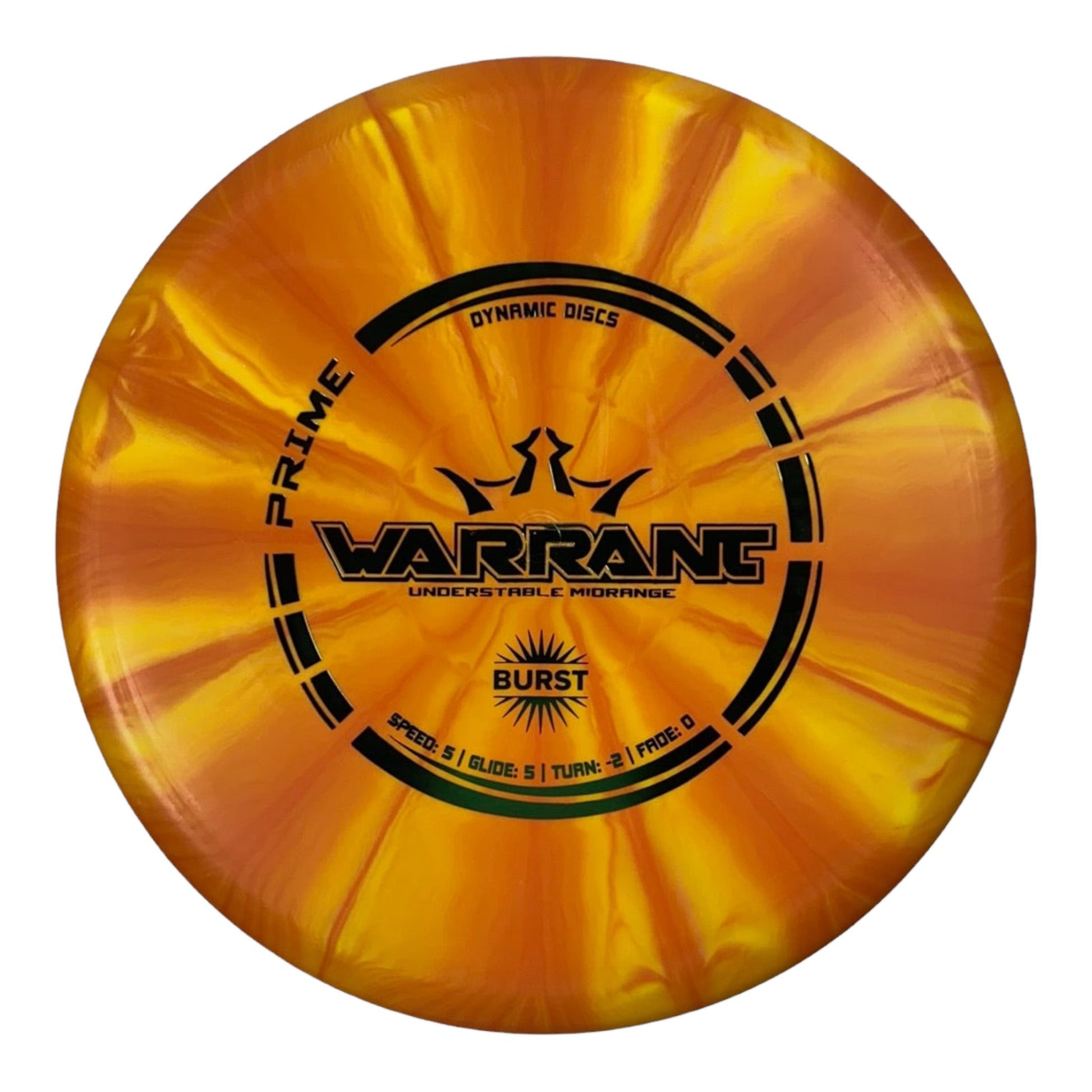 Dynamic Discs Warrant | Prime Burst | Orange/Green 177-180g Disc Golf