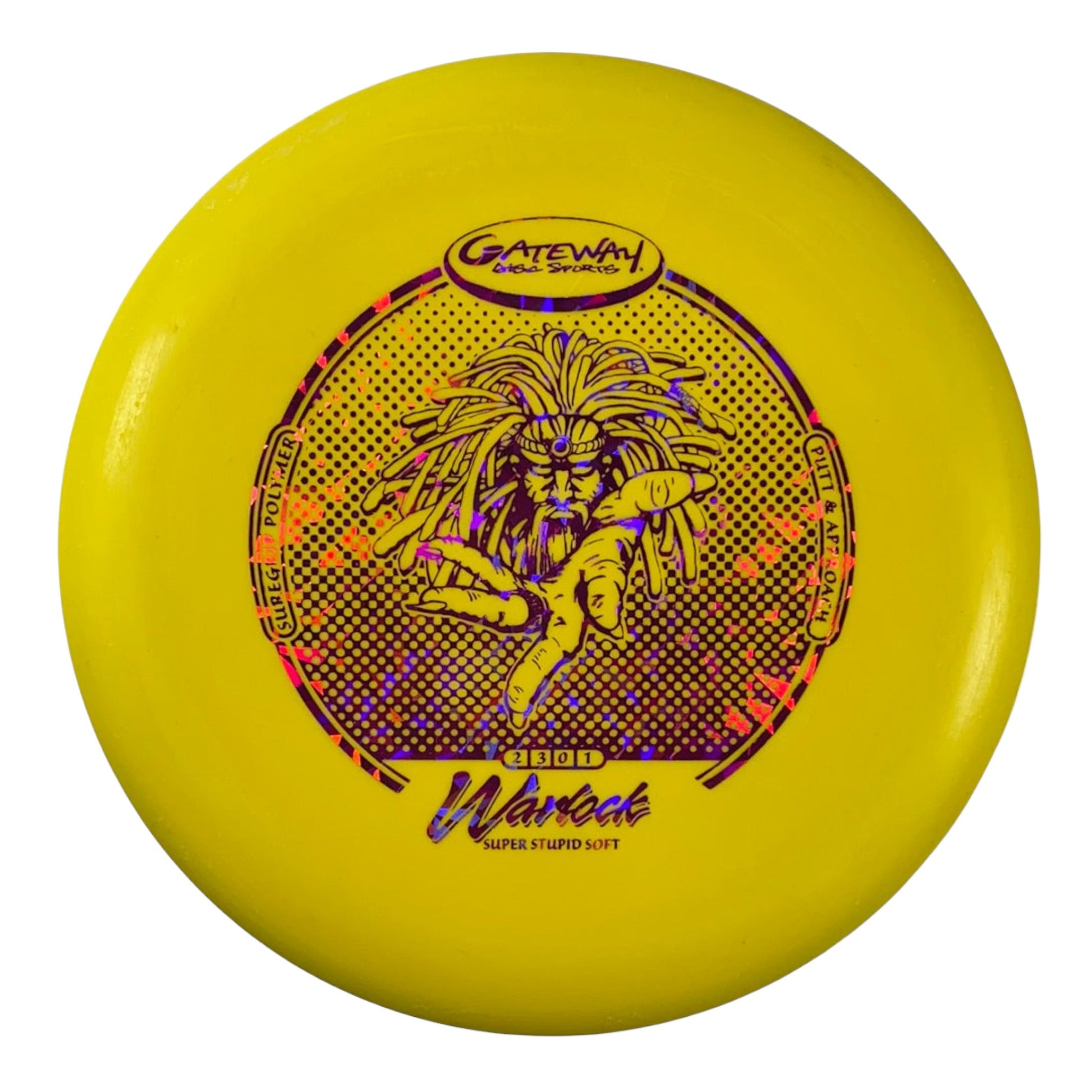 Gateway Disc Sports Warlock | Super Stupid Soft (SSS) | Yellow/Pink 160-170g Disc Golf