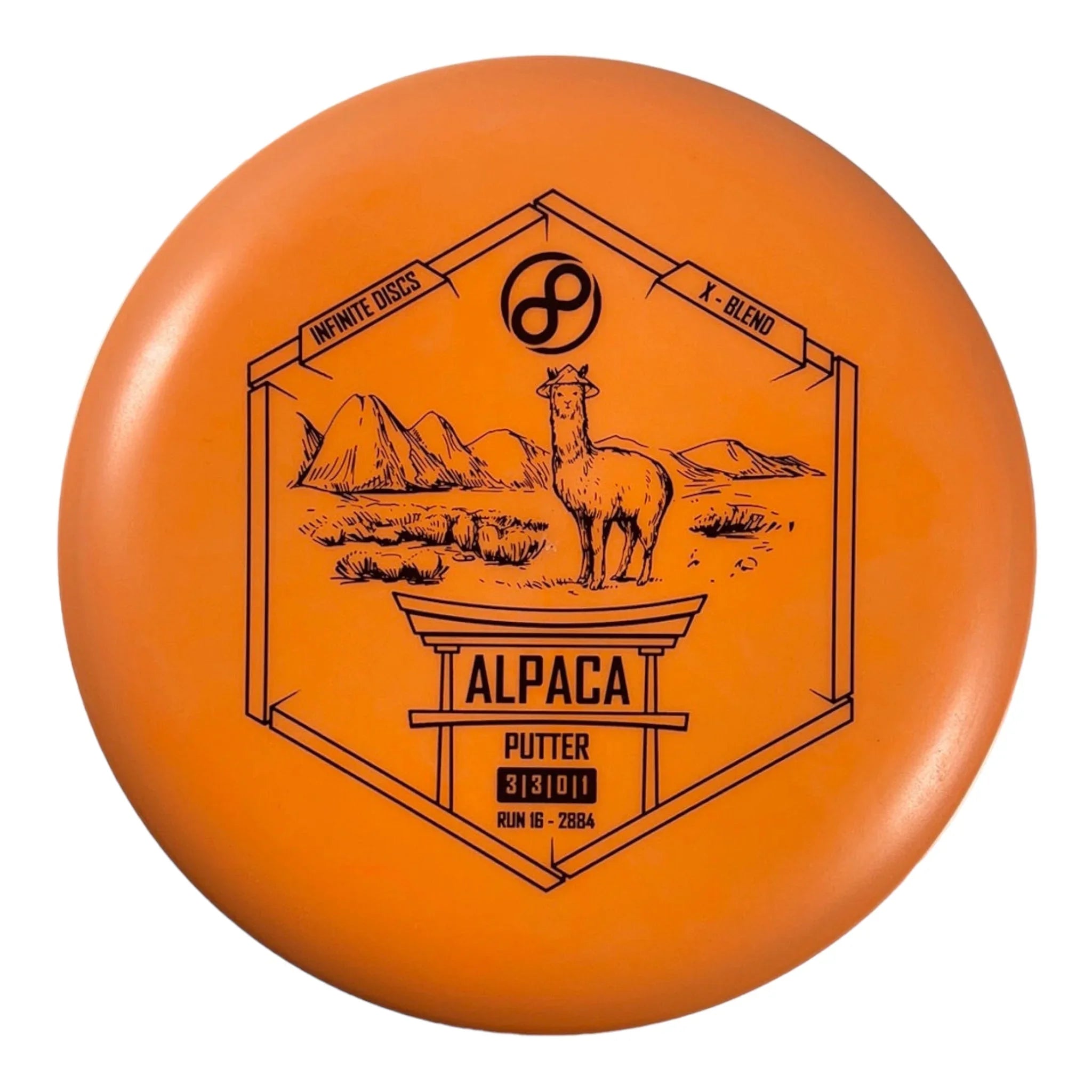 Infinite Discs Alpaca | X - Blend | Orange/Black 171g Disc Golf