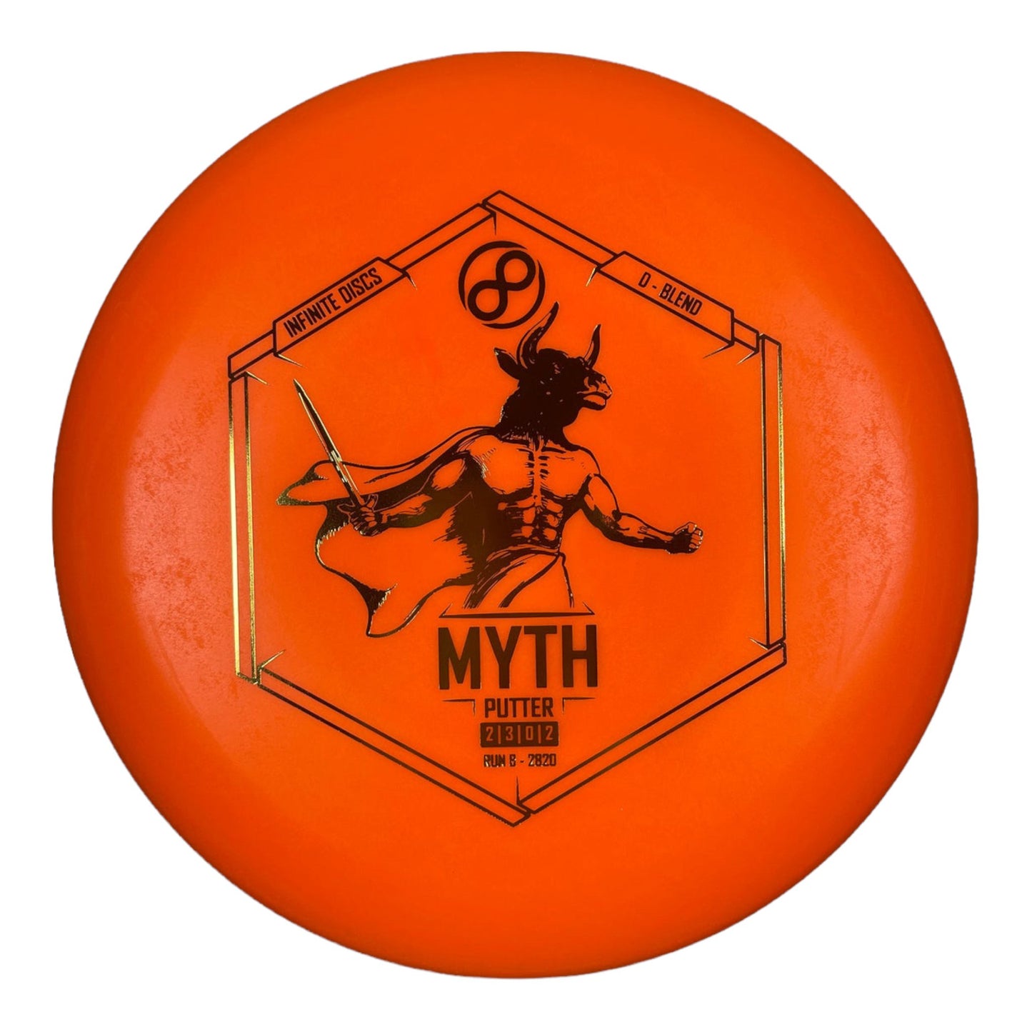 Infinite Discs Myth | D-Blend | Orange/Gold 170-171g Disc Golf