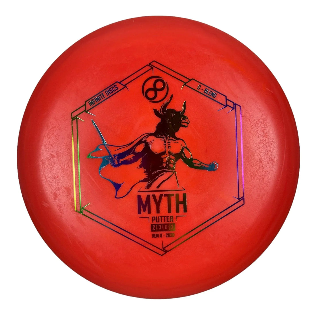 Infinite Discs Myth | D - Blend | Red/Rainbow 175g Disc Golf