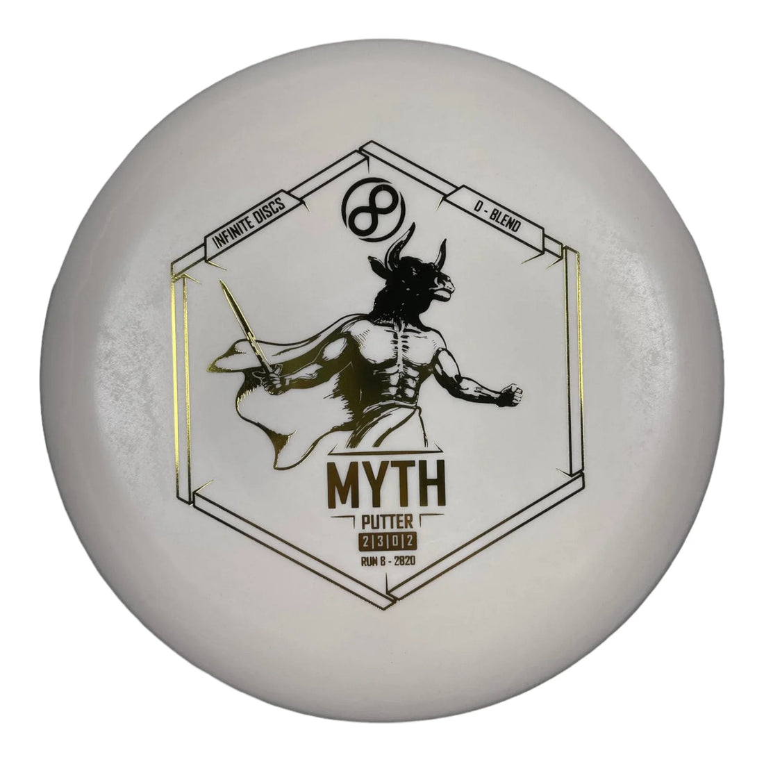 Infinite Discs Myth | D - Blend | White/Gold 168 - 170g Disc Golf