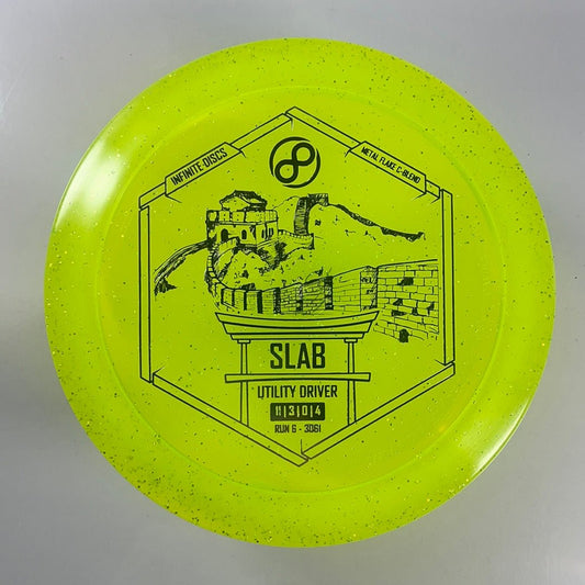 Infinite Discs Slab | Metal Flake C-Blend | Yellow/Silver 171-173g Disc Golf
