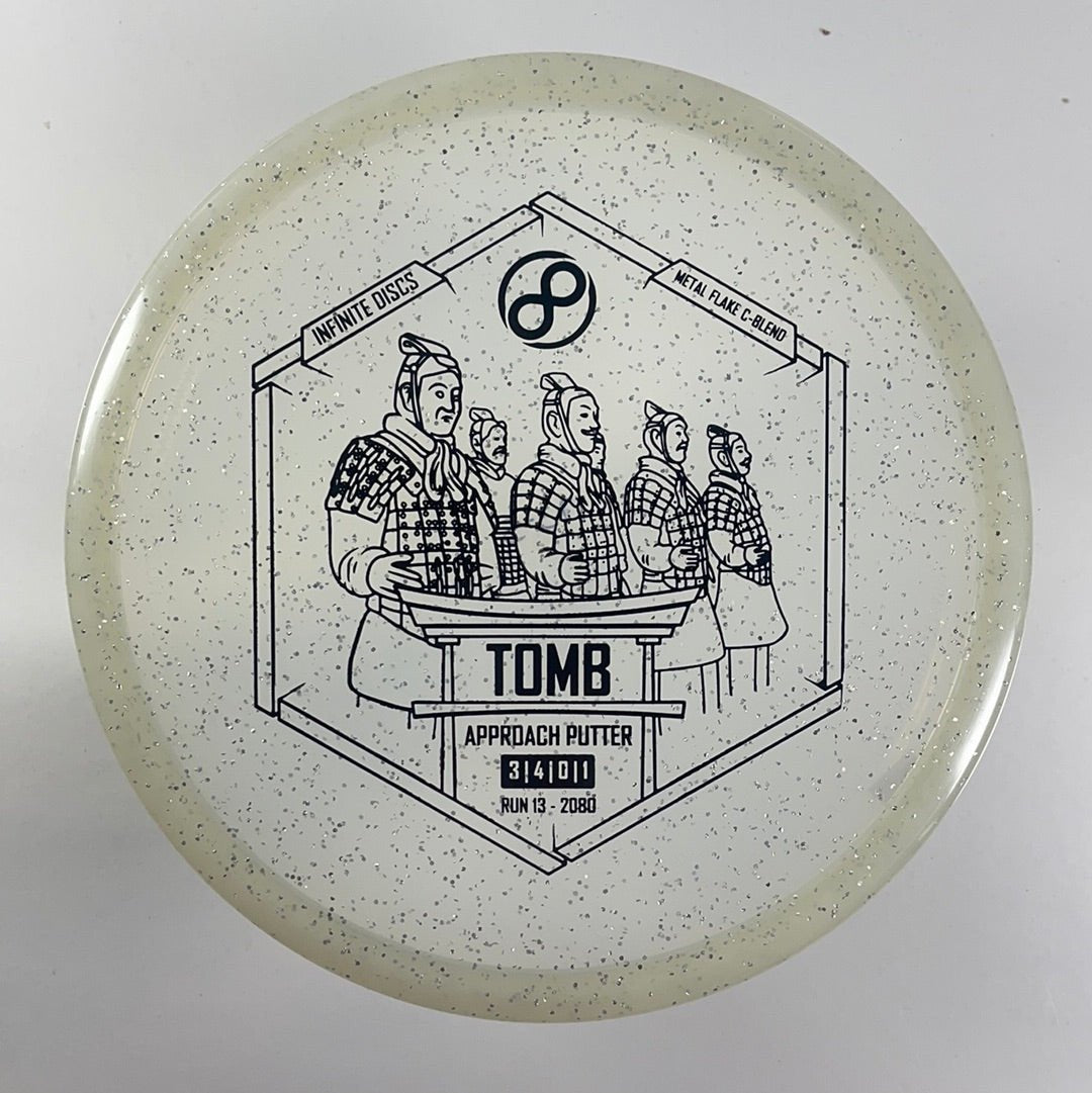 Infinite Discs Tomb | Metal Flake C-Blend | White/Black 173g Disc Golf