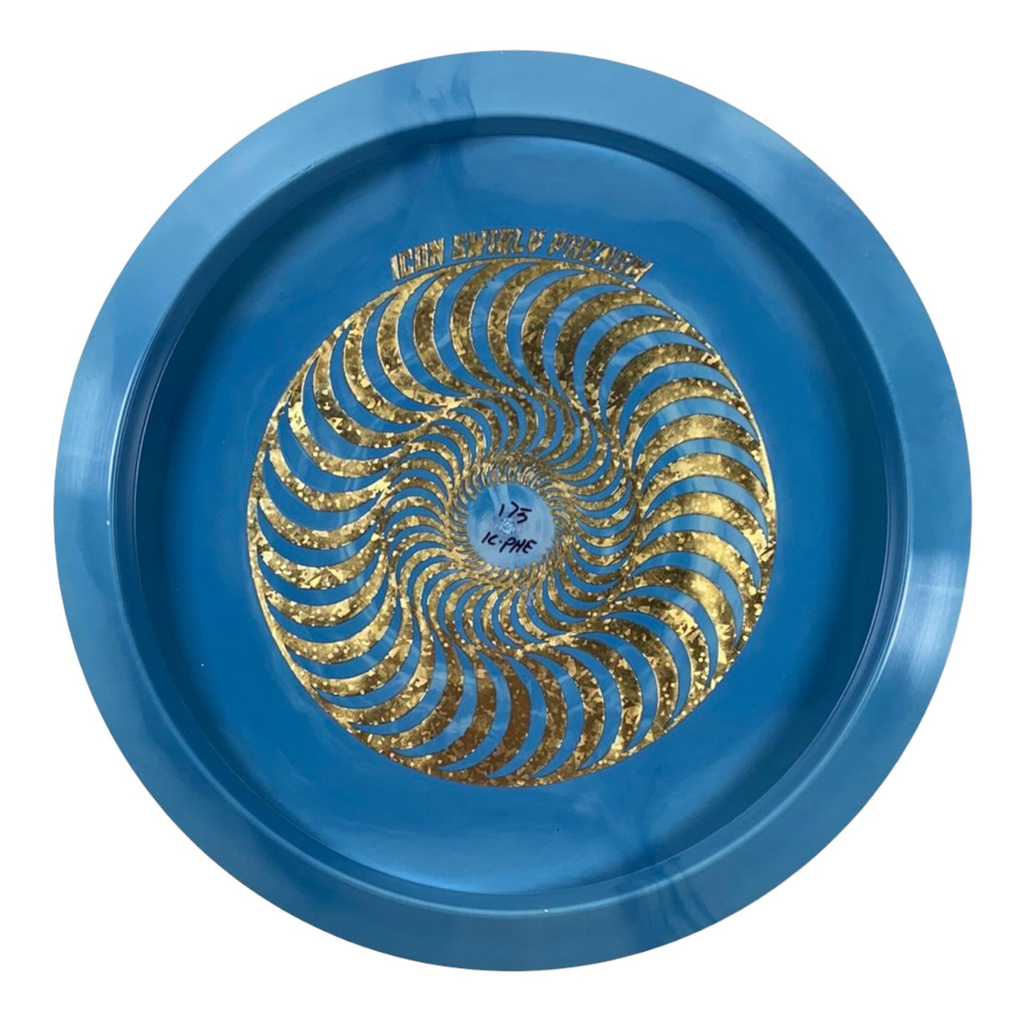 Legacy Discs Phenom | Swirly Icon | Blue/Gold 175g (Bottom Stamp) Disc Golf