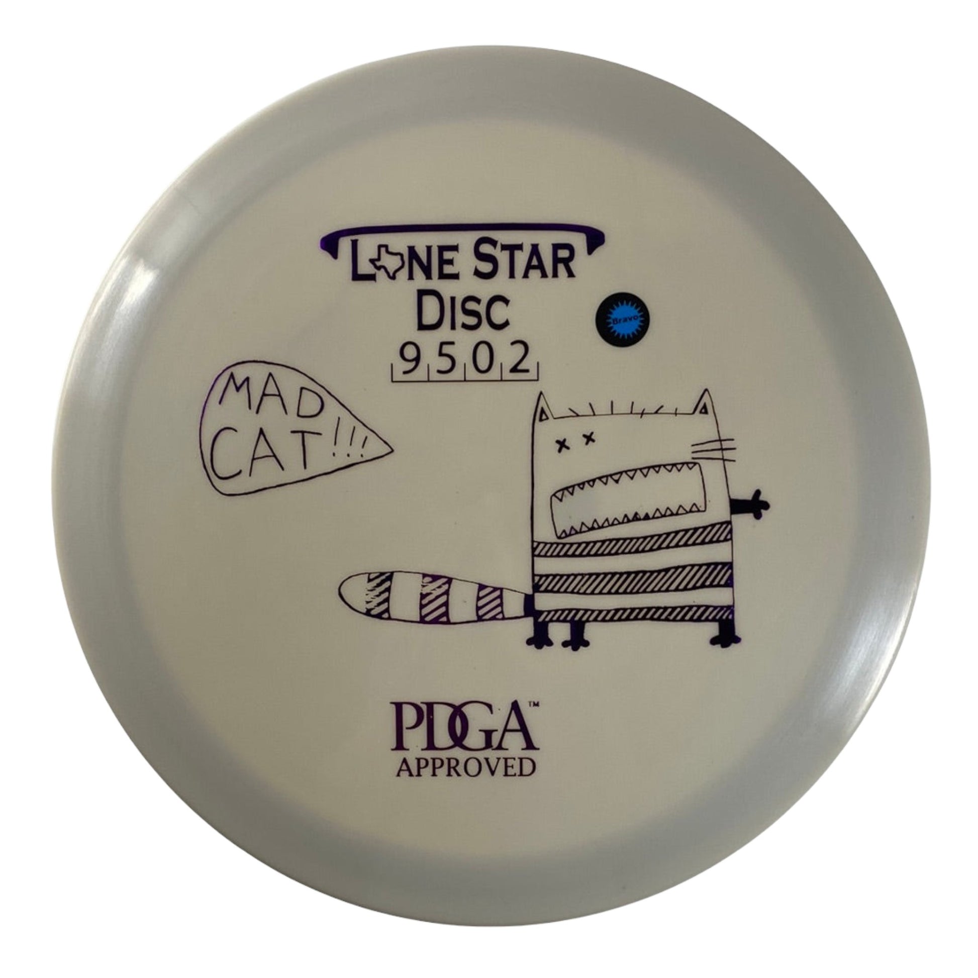 Lone Star Discs Mad Cat | Bravo | White/Purple 173g Disc Golf