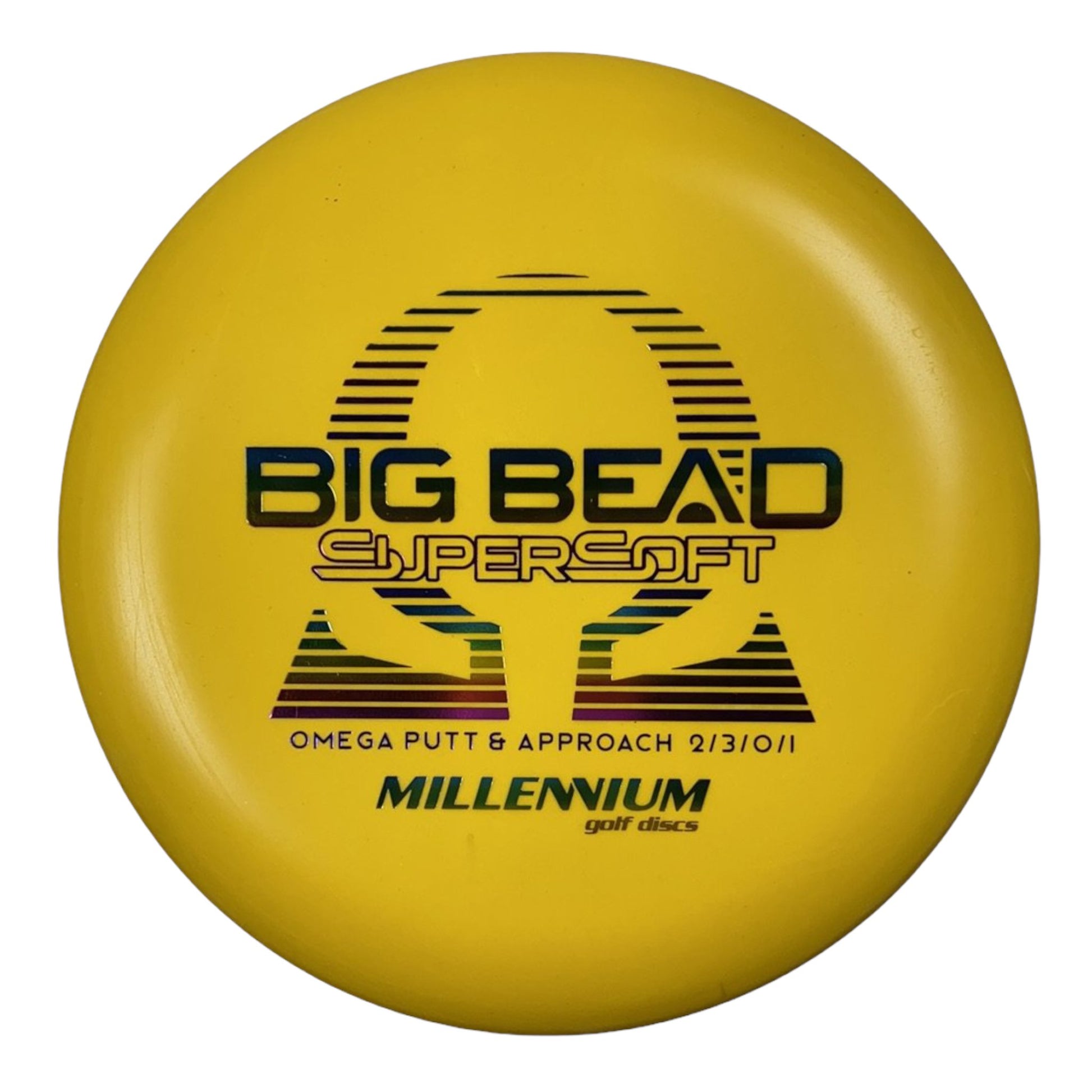 Millennium Golf Discs Omega Big Bead | Supersoft | Yellow/Rainbow 171g Disc Golf