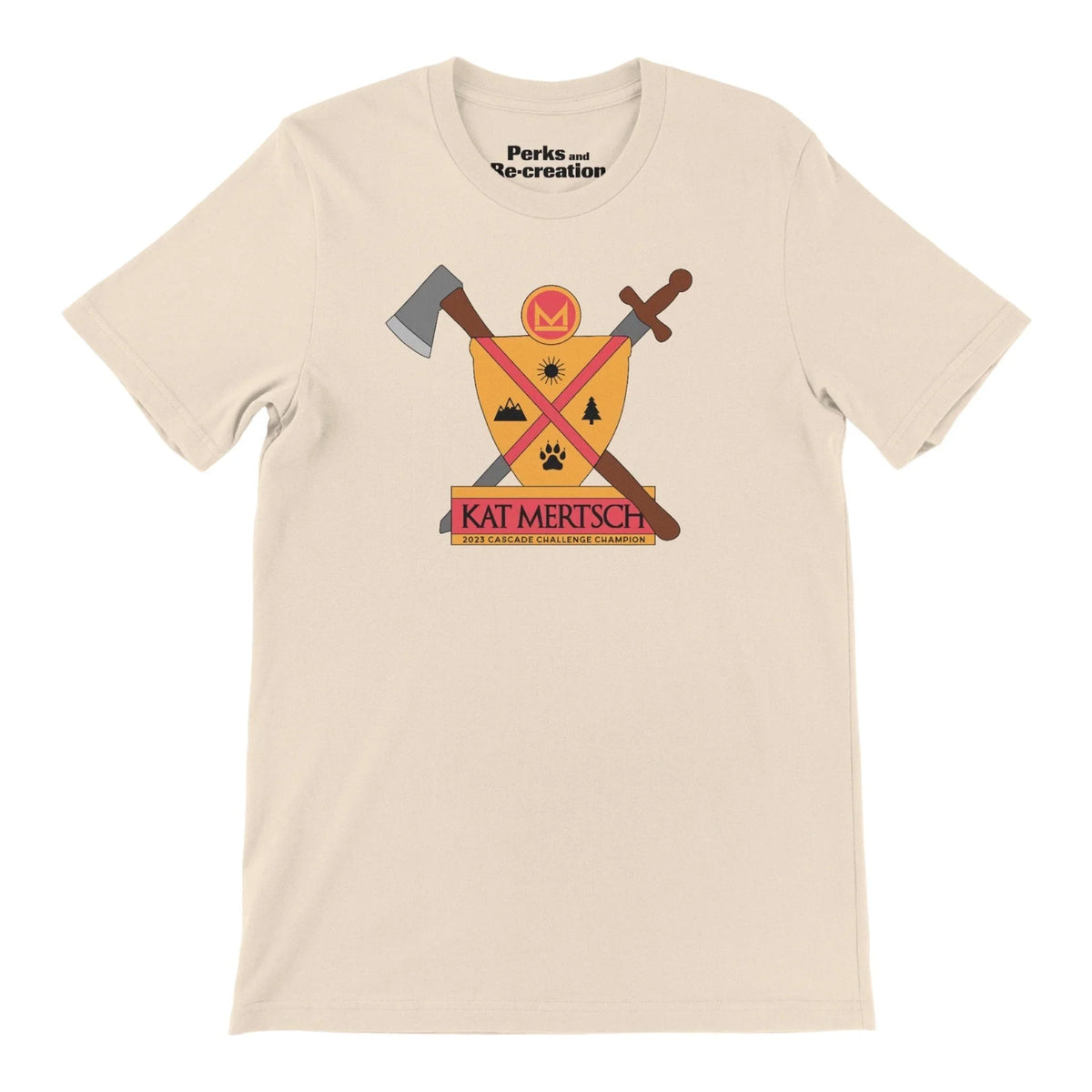 Perks and Re - creation Kat Mertsch 2023 Cascade Challenge Champion Commemorative Tee Disc Golf