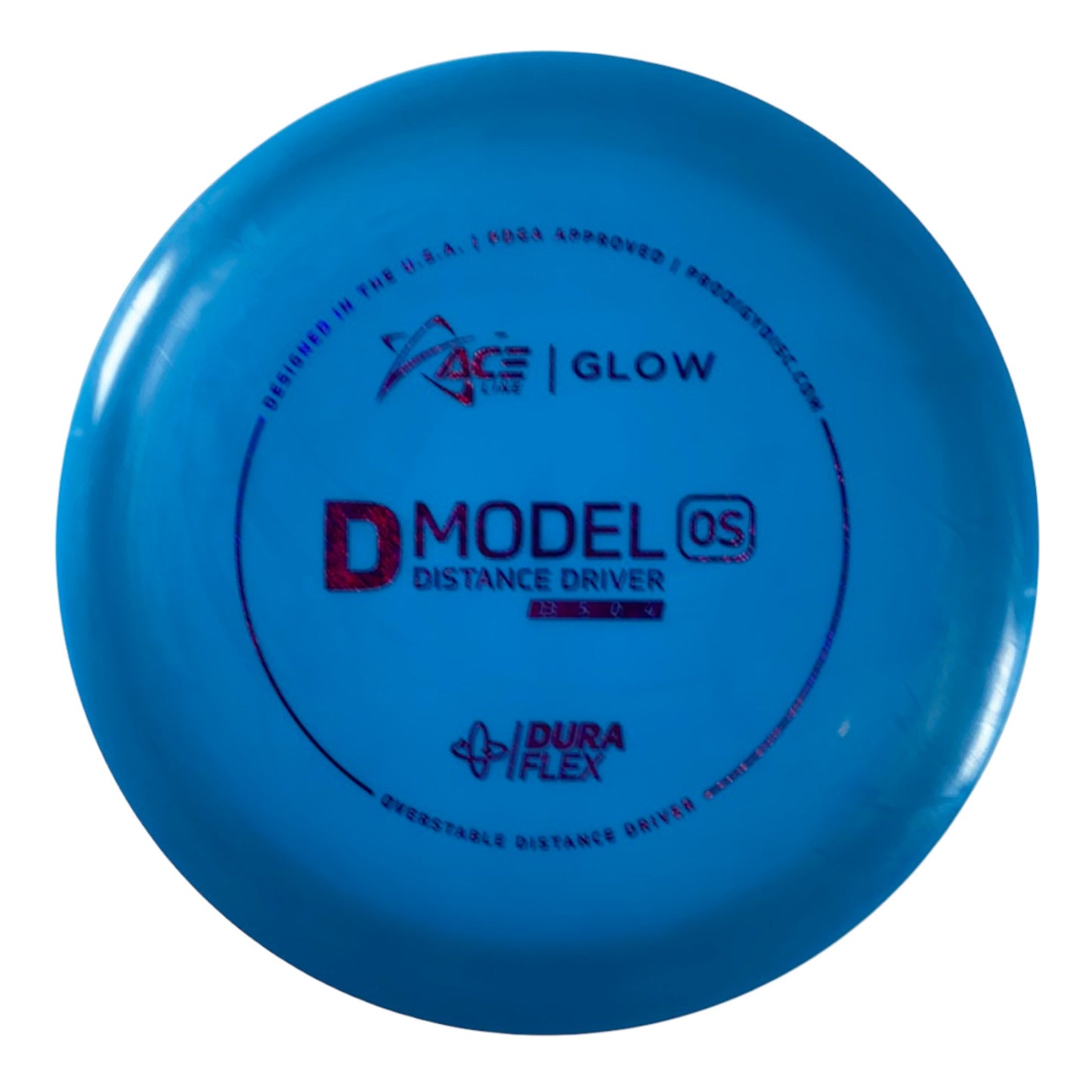 Prodigy Disc D Model OS | Dura Flex Glow | Blue/Pink 174g Disc Golf