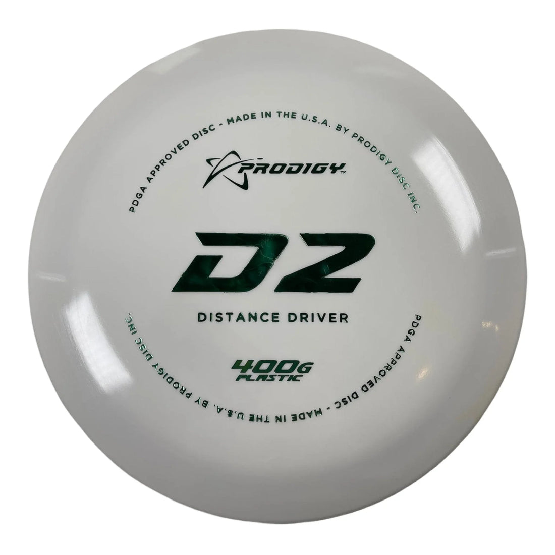 Prodigy Disc D2 | 400G | White/Green 173 - 174g Disc Golf