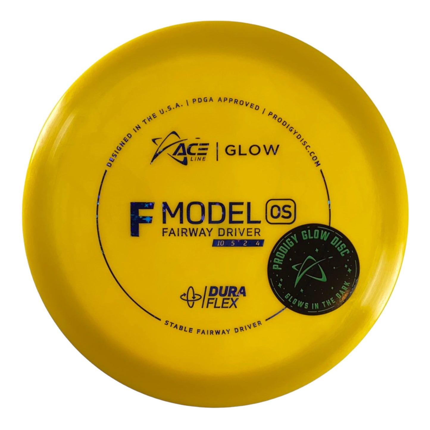 Prodigy Disc F Model OS | Dura Flex Glow | Yellow/Blue 173-175g Disc Golf