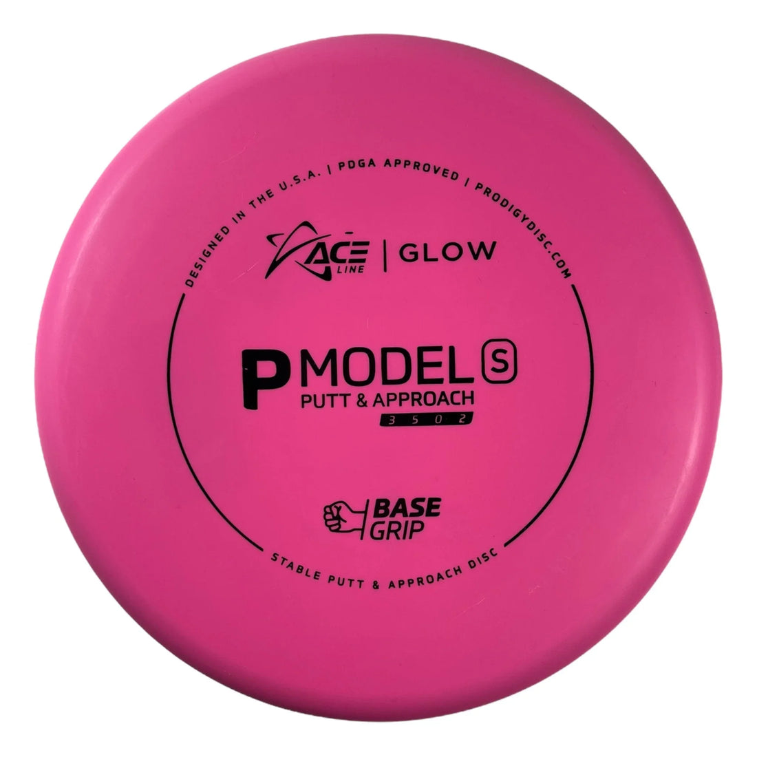 Prodigy Disc P Model S | Base Grip Glow | Pink/Black 174 - 175g Disc Golf