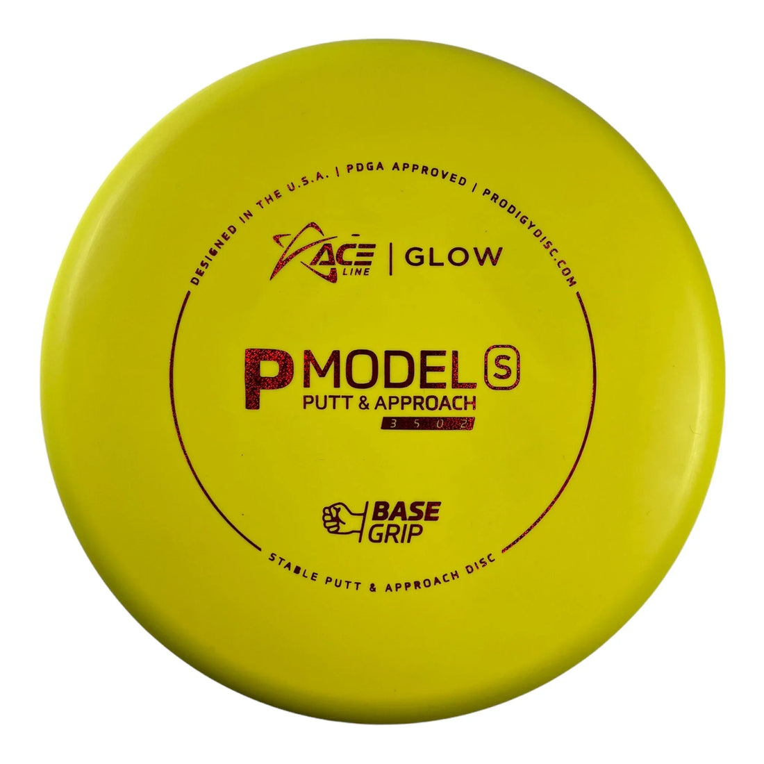 Prodigy Disc P Model S | Base Grip Glow | Yellow/Red 174 - 175g Disc Golf