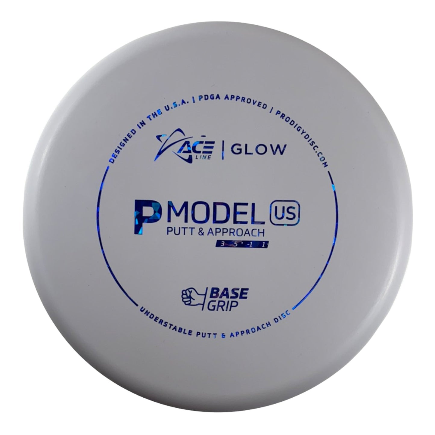 Prodigy Disc P Model US | Base Grip Glow | White/Blue 174g Disc Golf