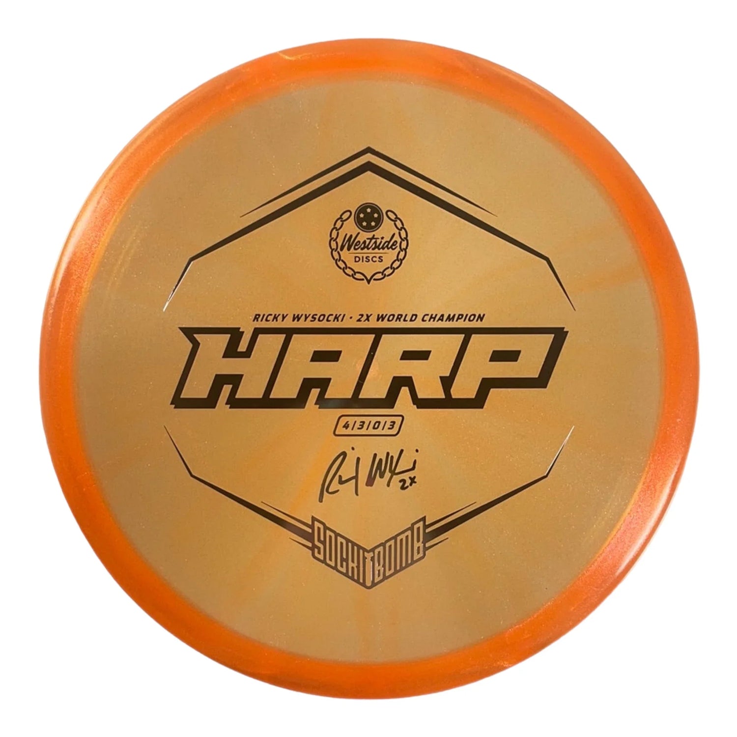 Westside Discs Harp | VIP - Ice Glimmer | Orange/Gold 174 - 175g (Ricky Wysocki) Disc Golf
