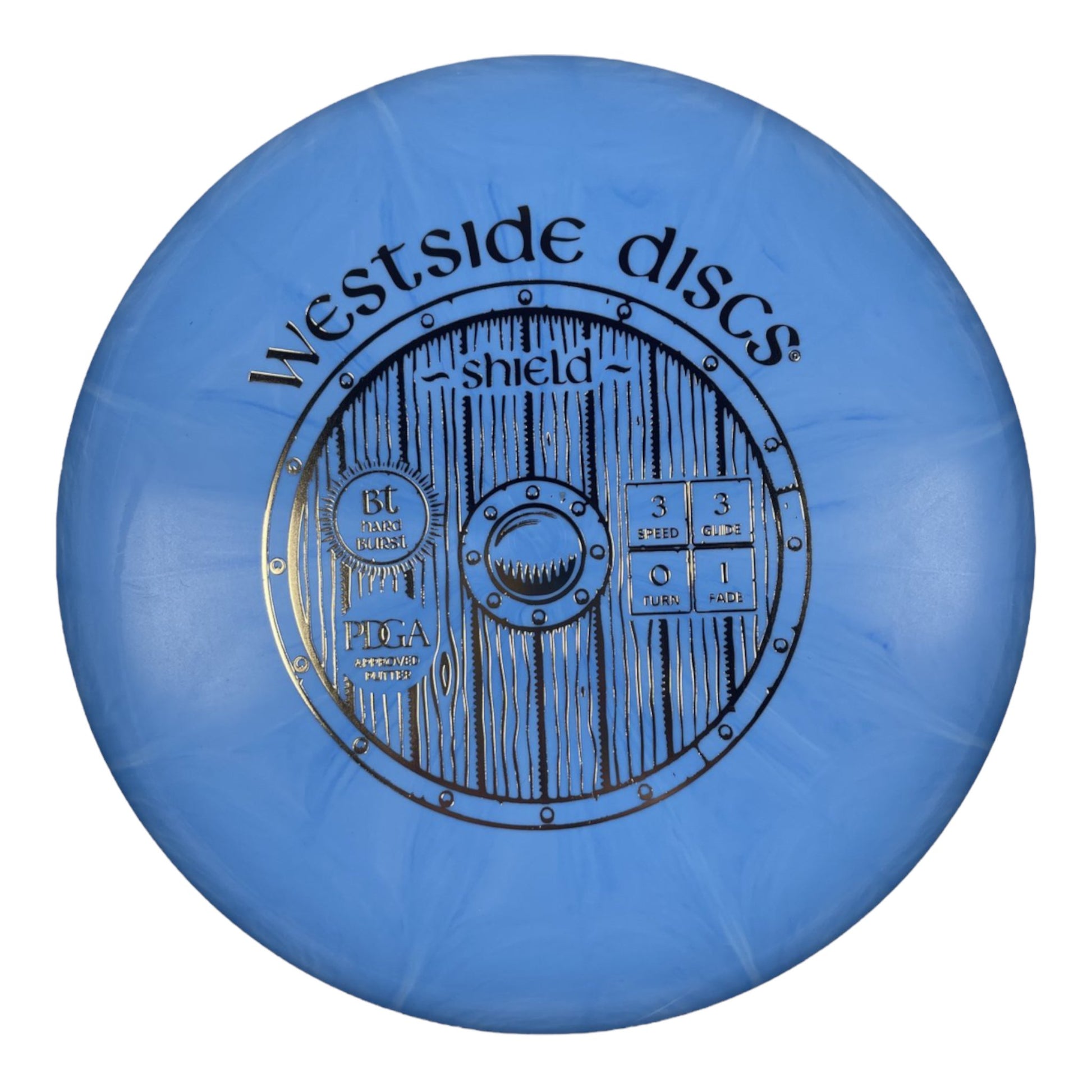 Westside Discs Shield | BT Burst | Blue/Gold 175g Disc Golf