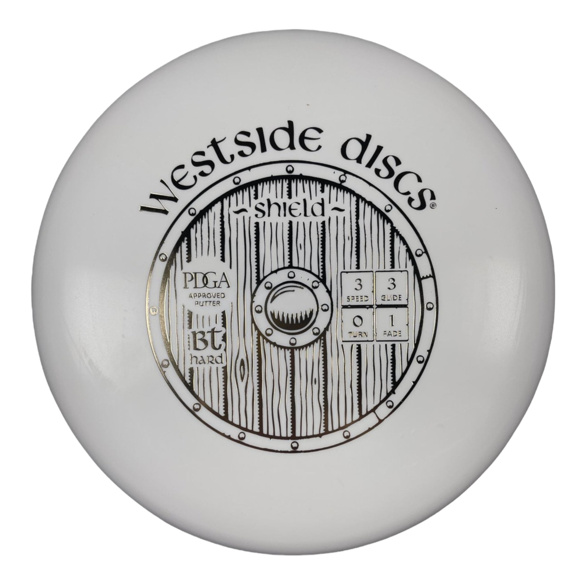 Westside Discs Shield | BT Hard | White/Gold Disc Golf