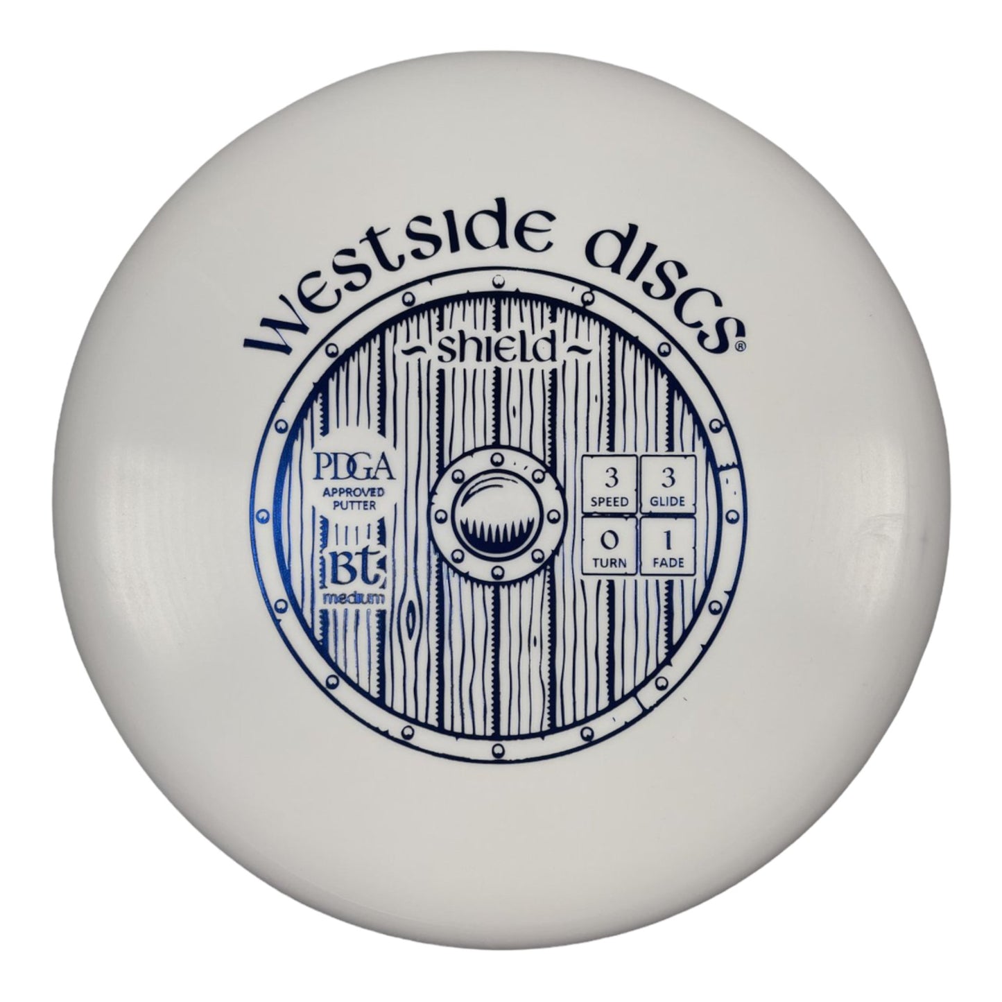 Westside Discs Shield | BT Medium | White/Blue 174g Disc Golf