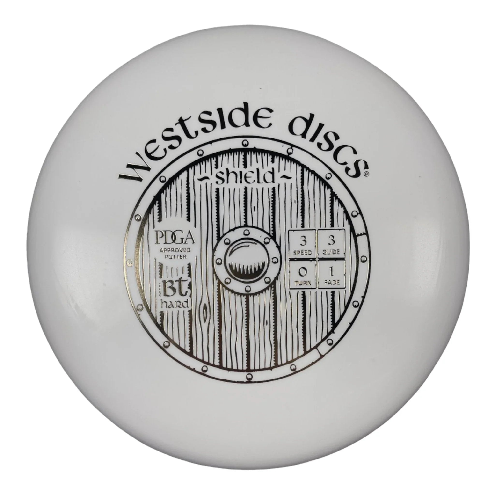 Westside Discs Shield | BT Hard | White/Gold 173 - 175g Disc Golf
