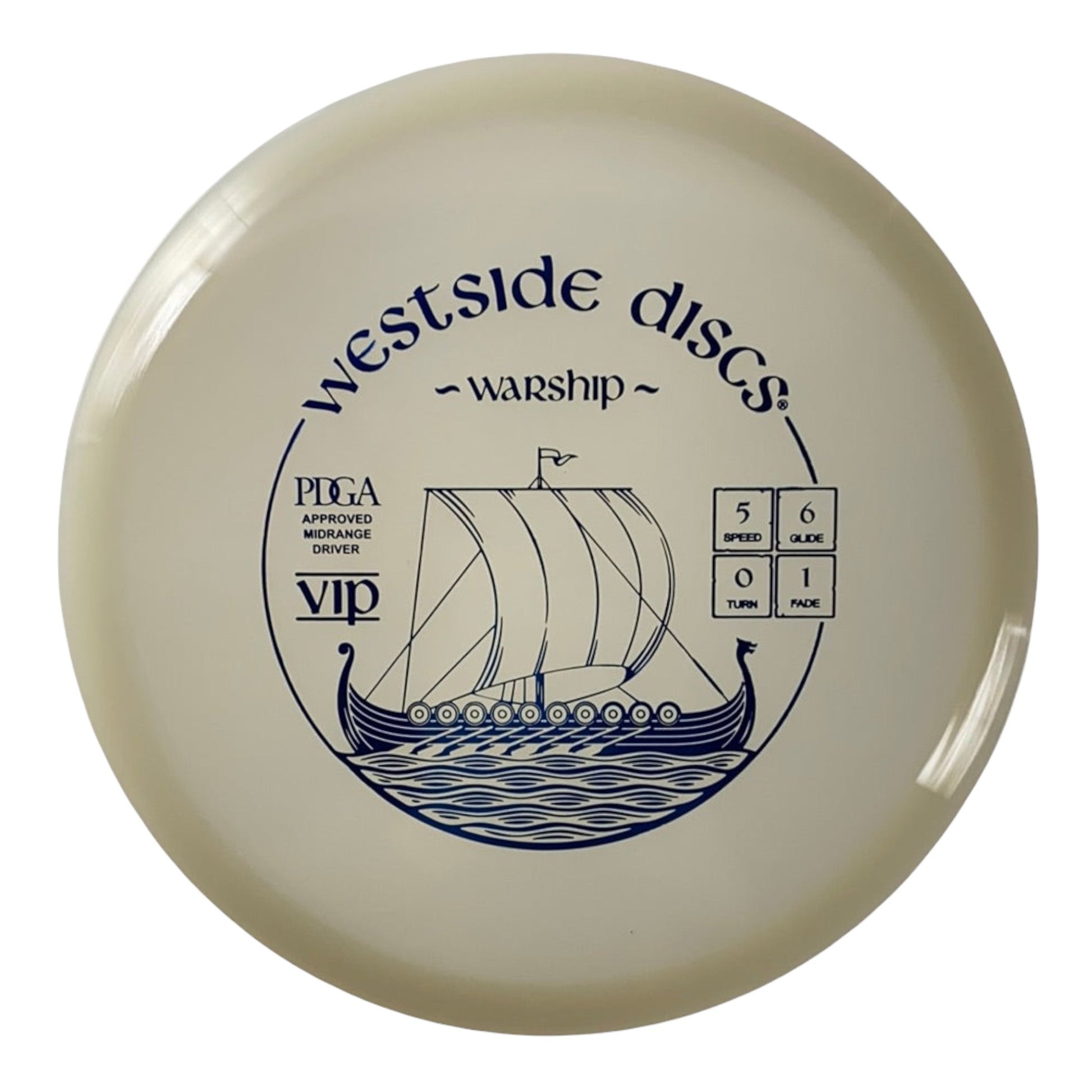 Westside Discs Warship | VIP | White/Blue 175-176g Disc Golf